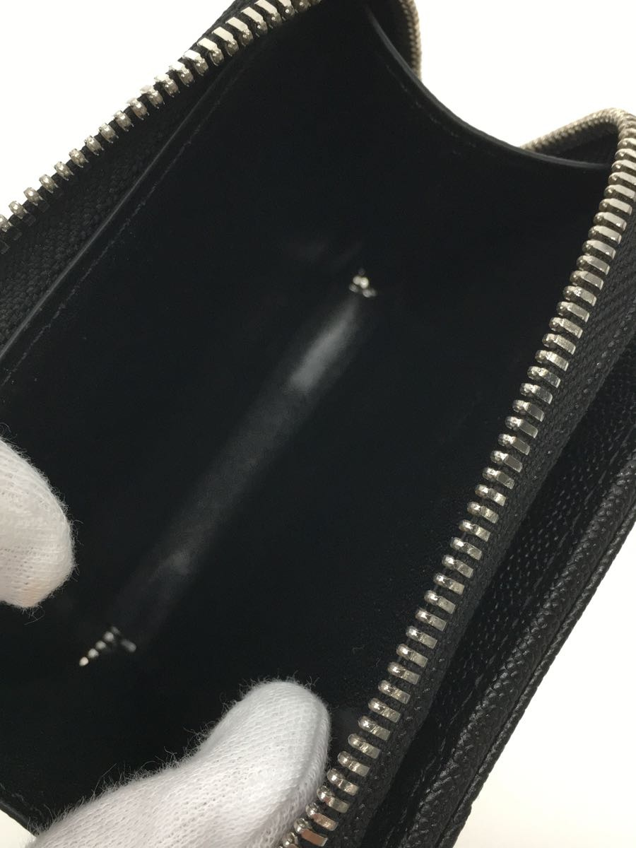 SAINT LAURENT◇コンパクトフルジップウォレット_ブラック/レザー/BLK