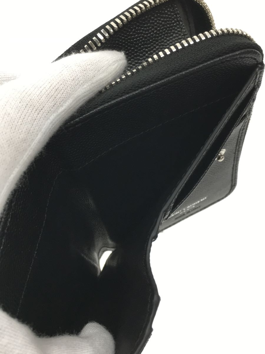 SAINT LAURENT◇コンパクトフルジップウォレット_ブラック/レザー/BLK