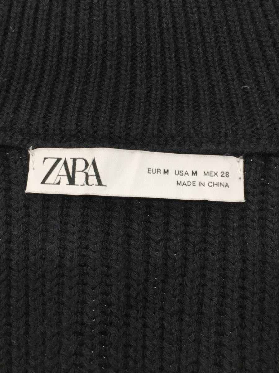 ZARA◆ドライバーズリブニット/ニットジャケット/ジップフライセーター/M/ウール/ネイビー/紺/無地_画像3