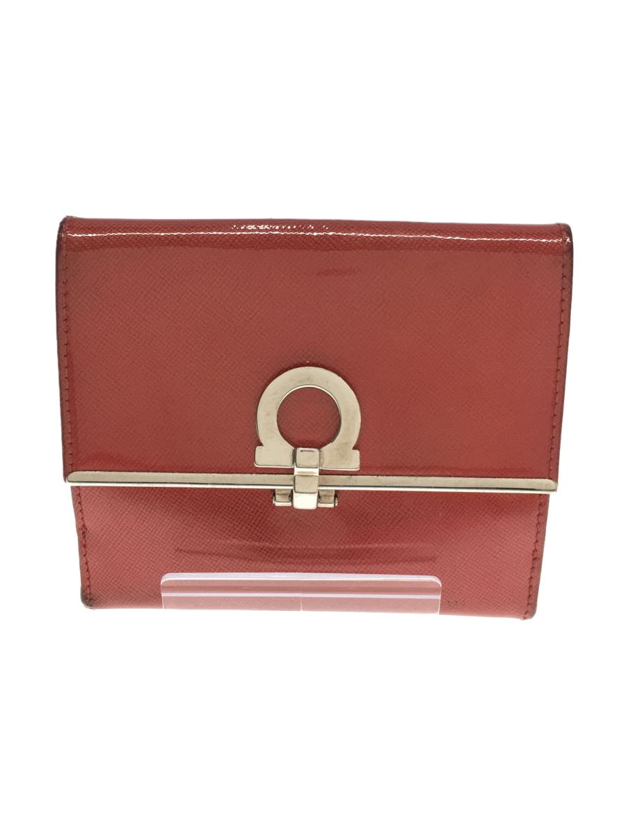 送料込】 Salvatore Ferragamo◇2つ折り財布/エナメル/RED/レディース