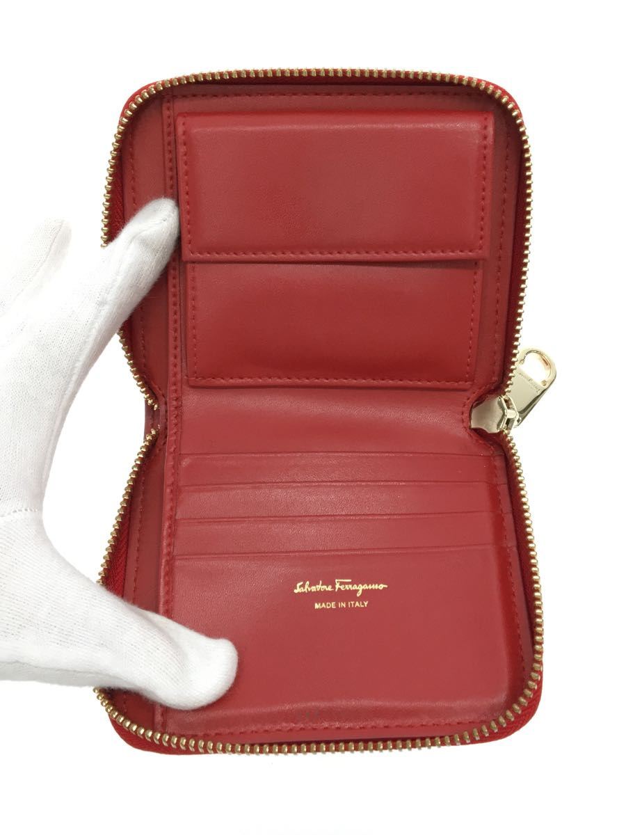 2022高い素材 Salvatore Ferragamo◇2つ折り財布/レザー/RED/無地