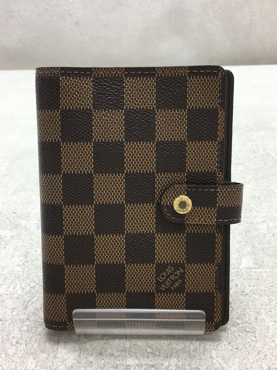 LOUIS VUITTON◆アジェンダPM_ダミエ・エベヌ_BRW/レザー/BRW/レディース/R20700