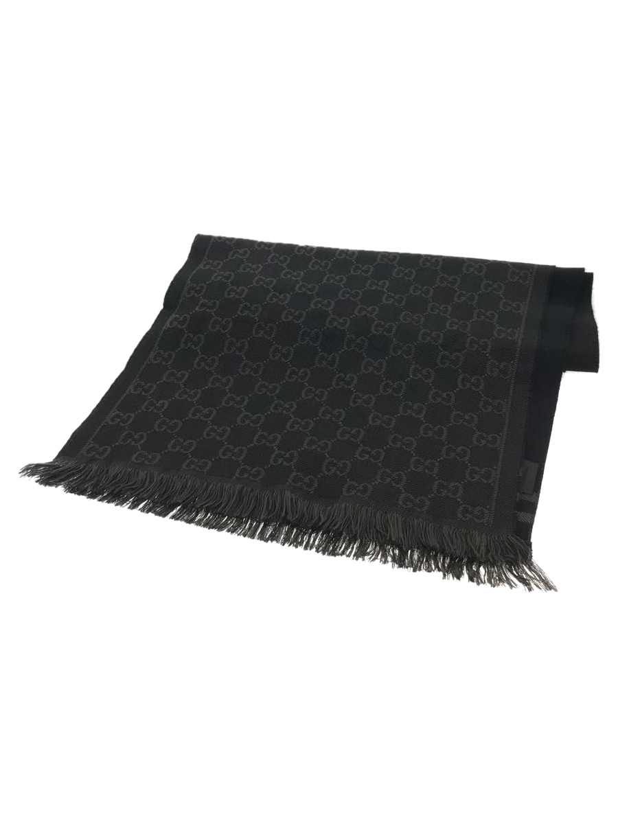 最新作の GUCCI◇ストール/GG柄/ウール/BLK/総柄/メンズ ストール一般