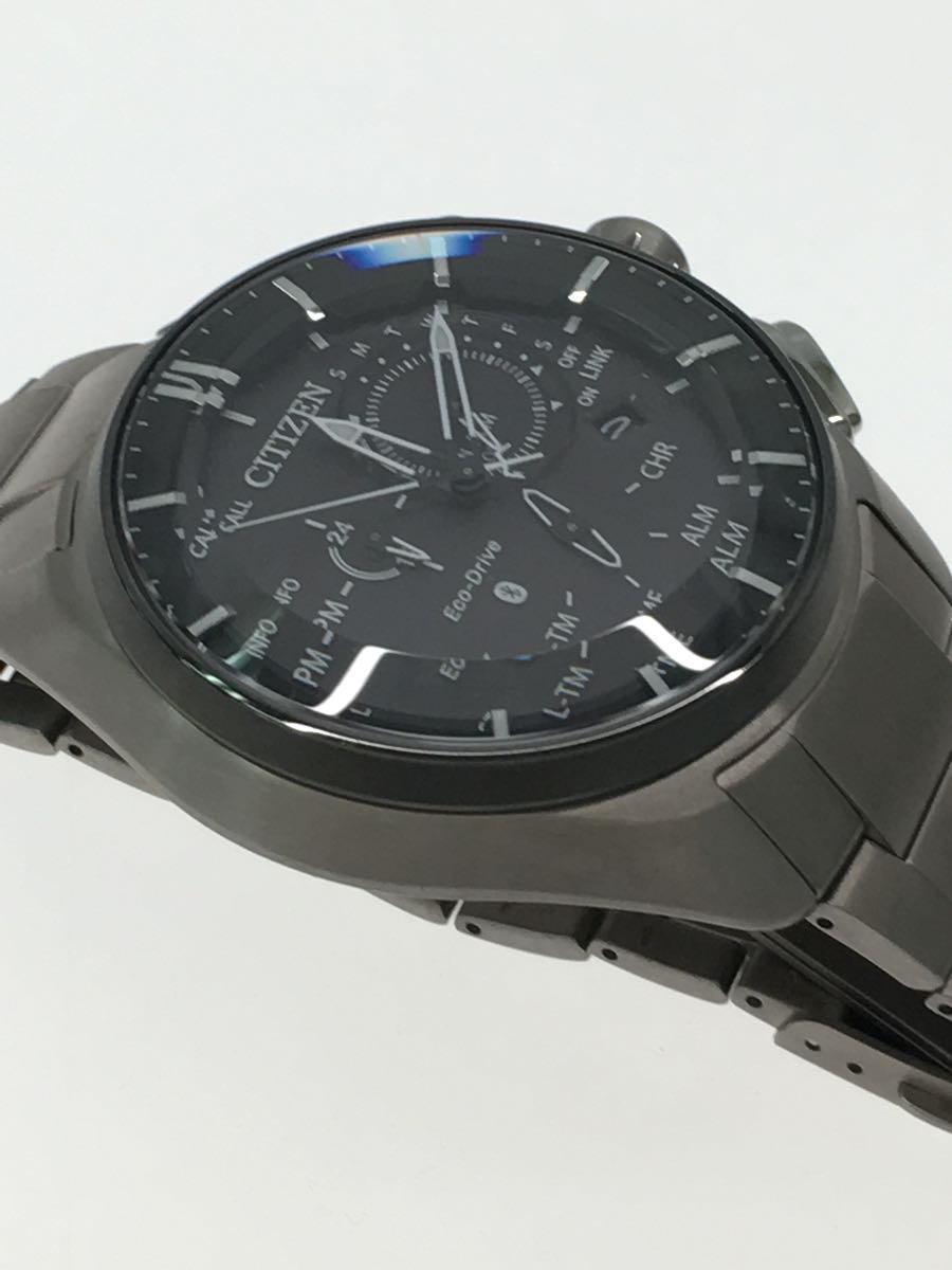 CITIZEN◆ソーラー腕時計/アナログ/Eco-Drive W770/コマ付属/BLK/SLV_画像7