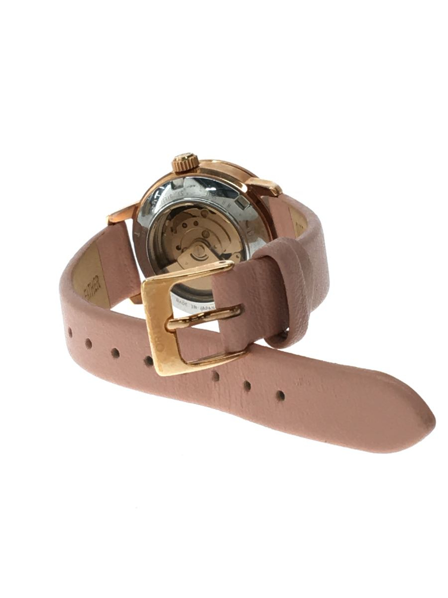 ORIENT* self-winding watch wristwatch / analogue / leather /PNK/PNK/SS/NB00-R1-B