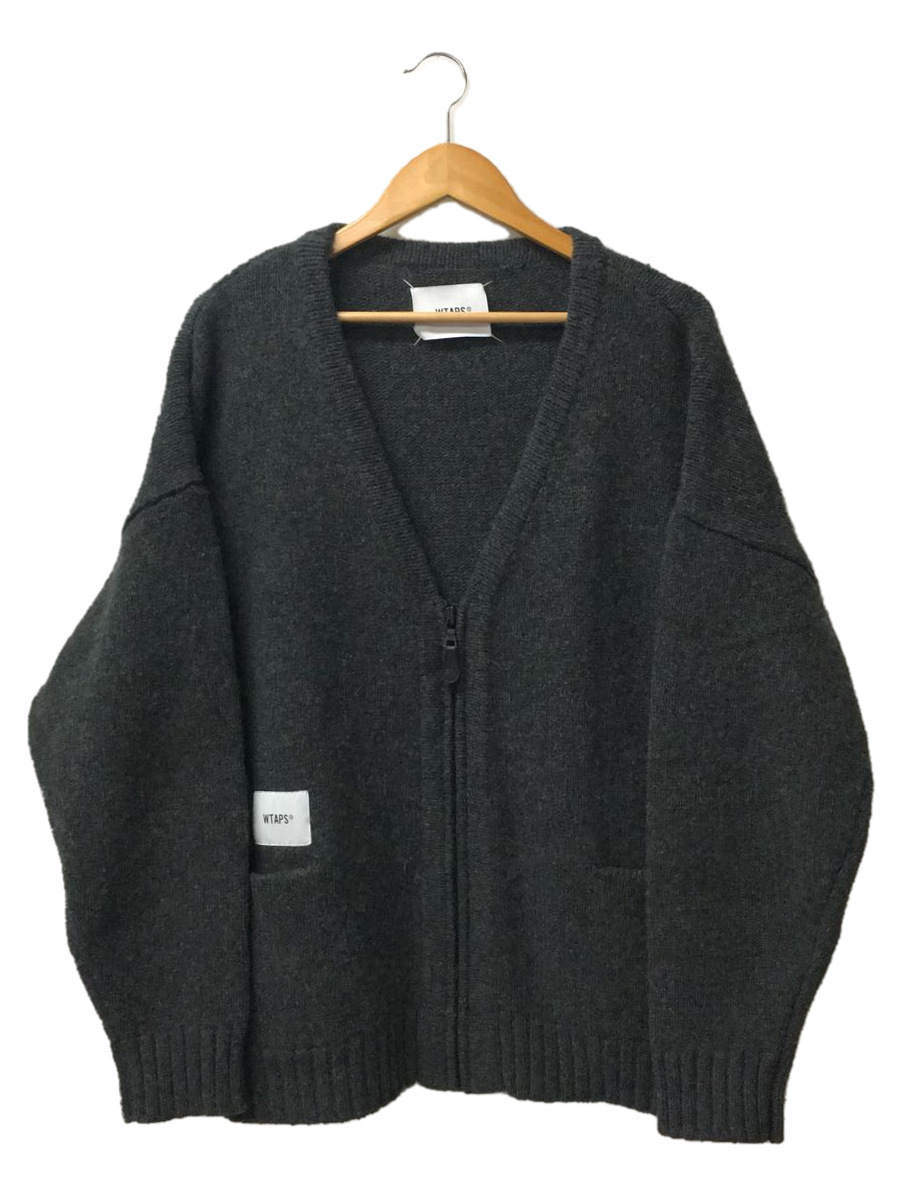 大好き WTAPS◆PALMER/SWEATER/WONY/カーディガン(厚手)/3/ウール/GRY/202MADT-KNM04 カーディガン
