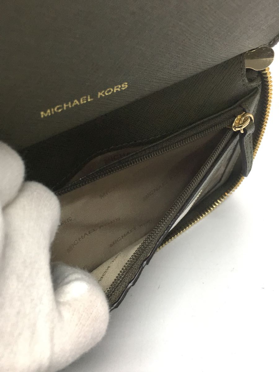 MICHAEL KORS◆MICHAEL KORS/マイケルコース/長財布/レザー/カーキ/無地/レディース_画像5