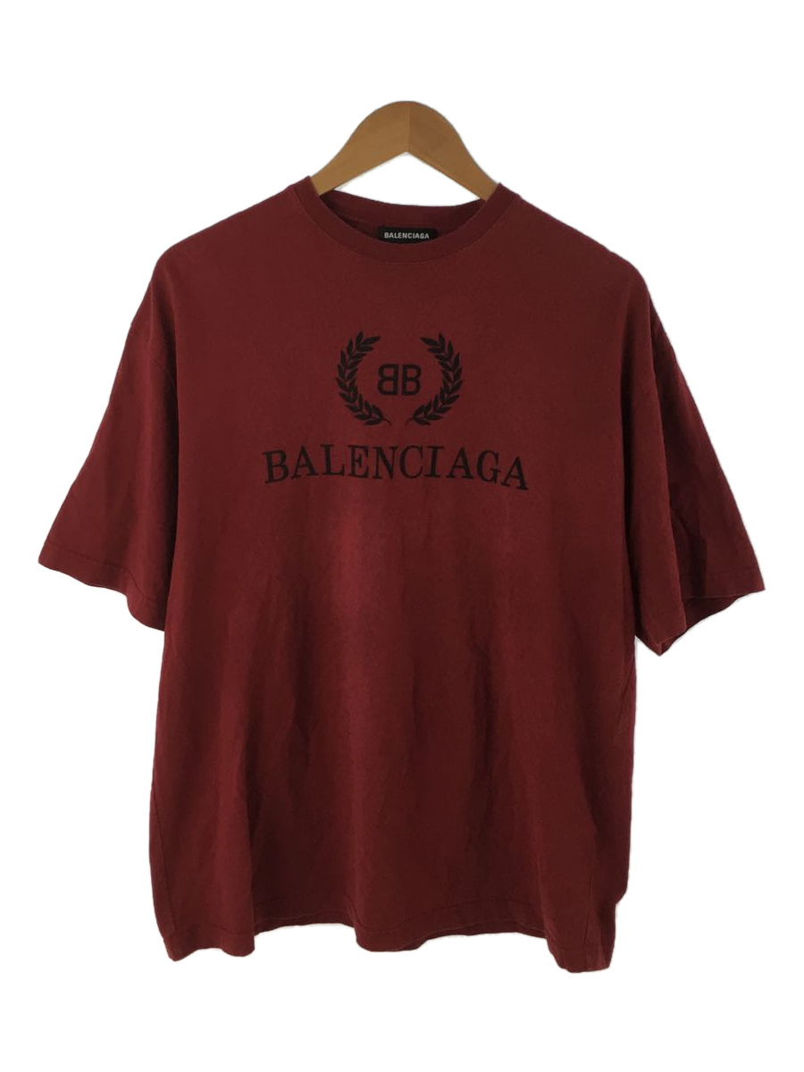 BALENCIAGA◆Tシャツ/S/コットン/RED/19SS/BBロゴプリントTシャツ/556148 TDV51_画像1