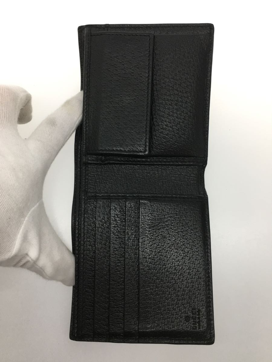 熱い販売 GUCCI◇2つ折り財布/レザー/BLK/無地/メンズ 二つ折り財布