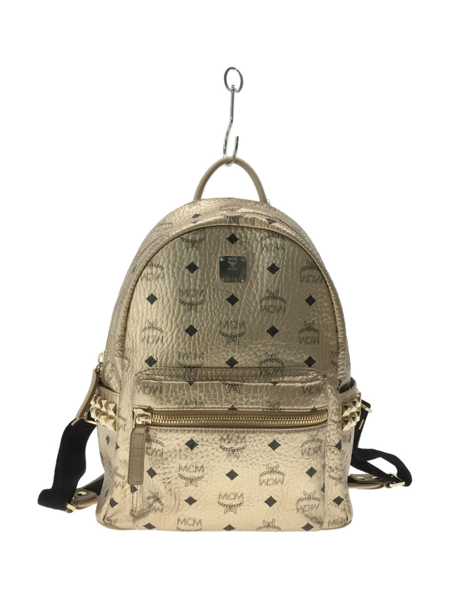 MCM◇スタッズリュック/レザー/ゴールド/総柄 colcasaee2022.com