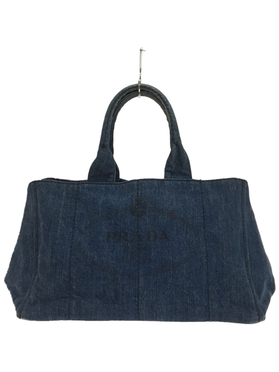 60%OFF】 PRADA◇PRADA/デニム/カナパトートバッグ/CANAPA/インディゴ