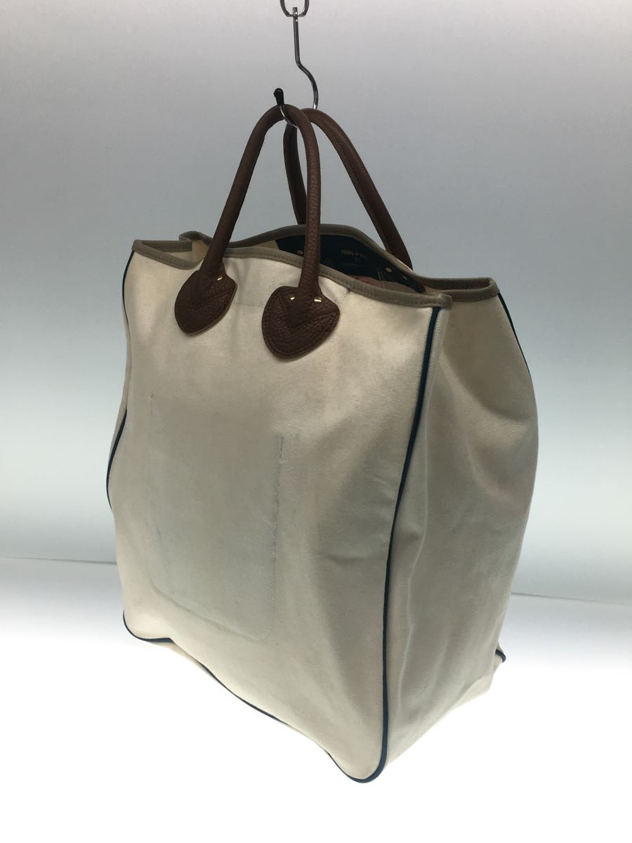 YOUNG & OLSEN◆CANVAS CARRYALL TOTE/トートバッグ/キャンバス/レザー/CRM_画像2