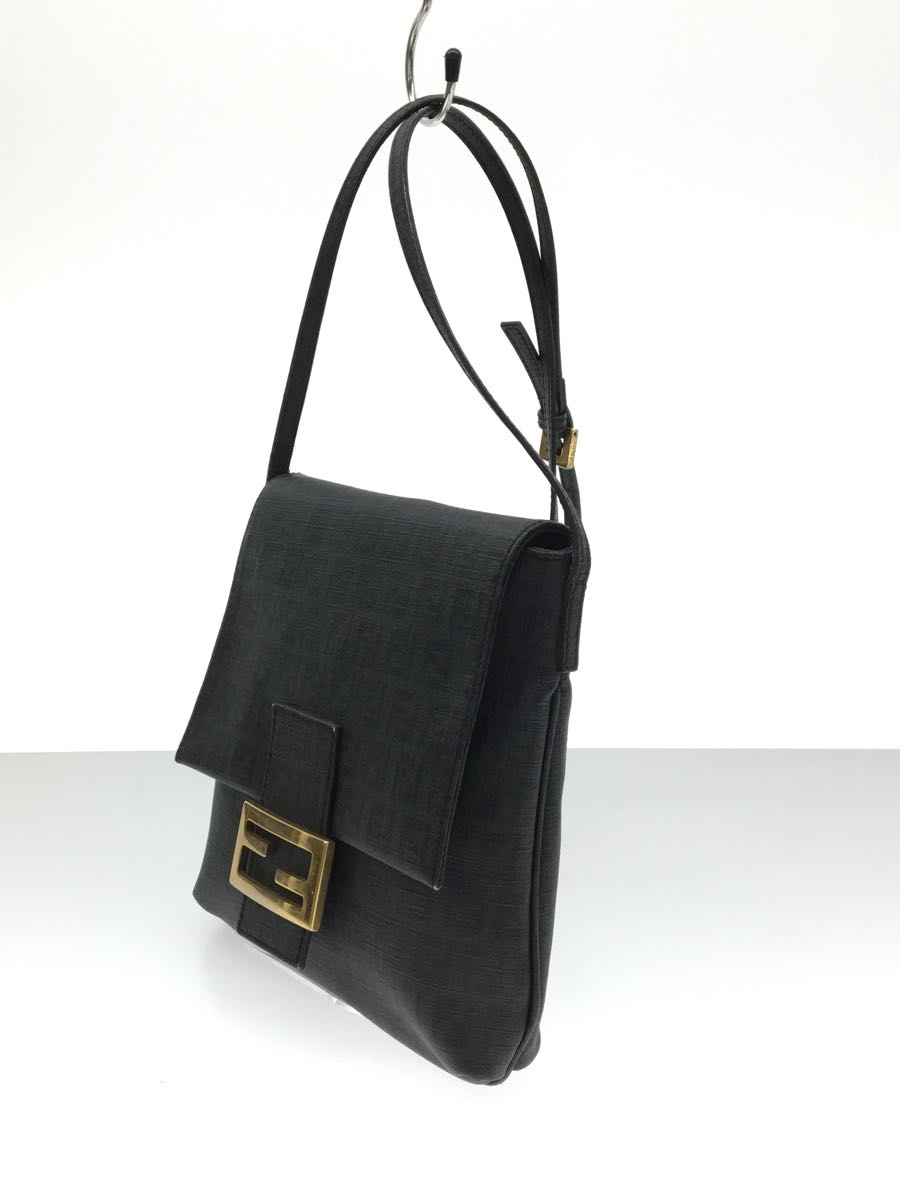 FENDI◆ズッキーノ/ショルダーバッグ/PVC/BLK/総柄/※フラップ角削れ有_画像2