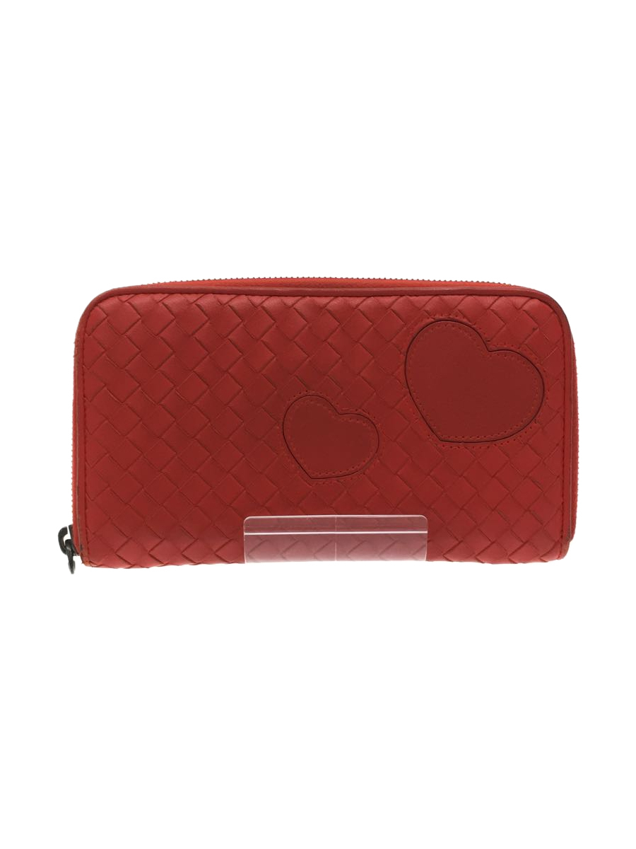 BOTTEGA VENETA◆イントレチャート/3ハート/長財布/レザー/RED/S01215386L