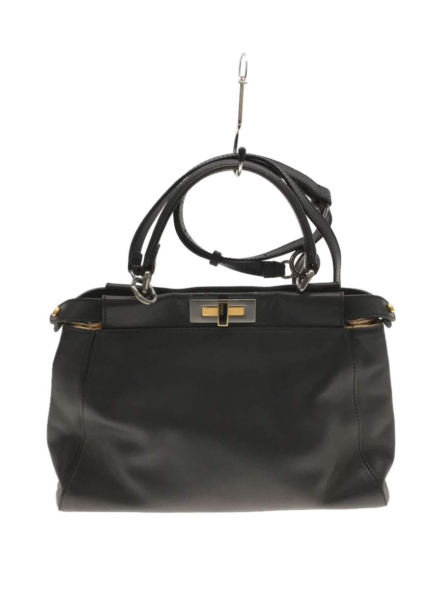 FENDI◇ピーカブー/カーフスキン/トートバッグ/レザー/ブラック/8BN226