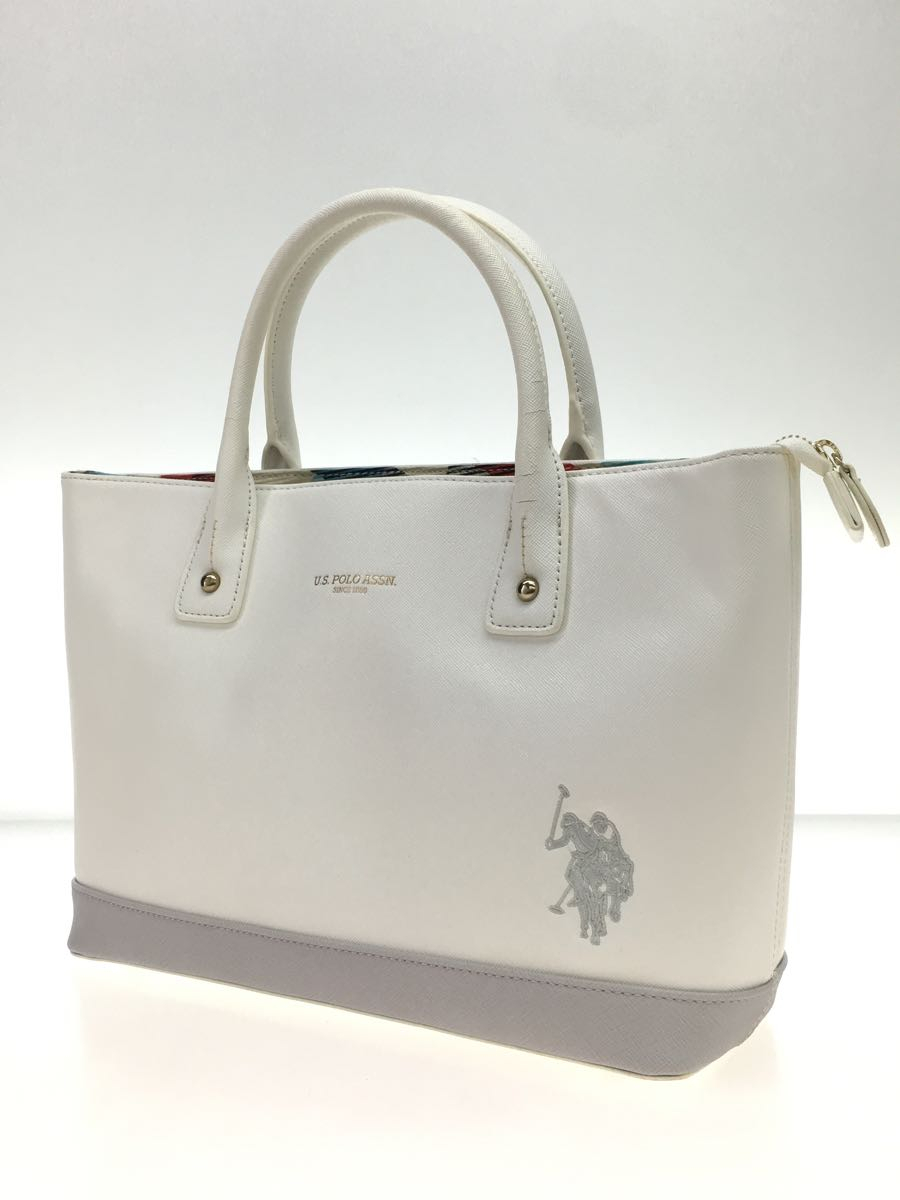 U.S.POLO ASSN.◆トートバッグ/PVC/WHT/無地_画像2