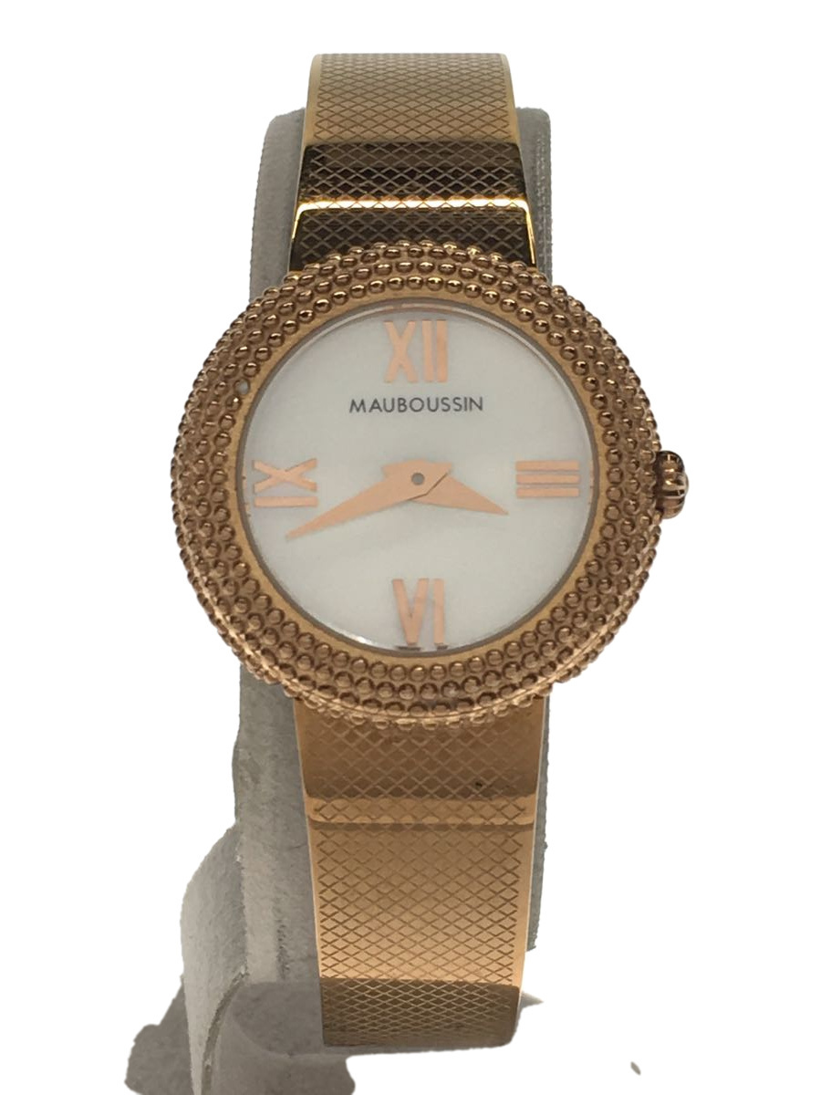 驚きの値段で MAUBOUSSIN◆クォーツ腕時計/アナログ/WHT/GLD/9236102-900L その他