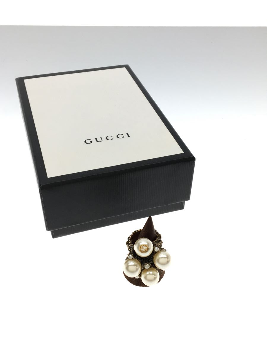 GUCCI◆リング/9号/フェイクパール/GLD/インターロッキングG/レディース_画像4