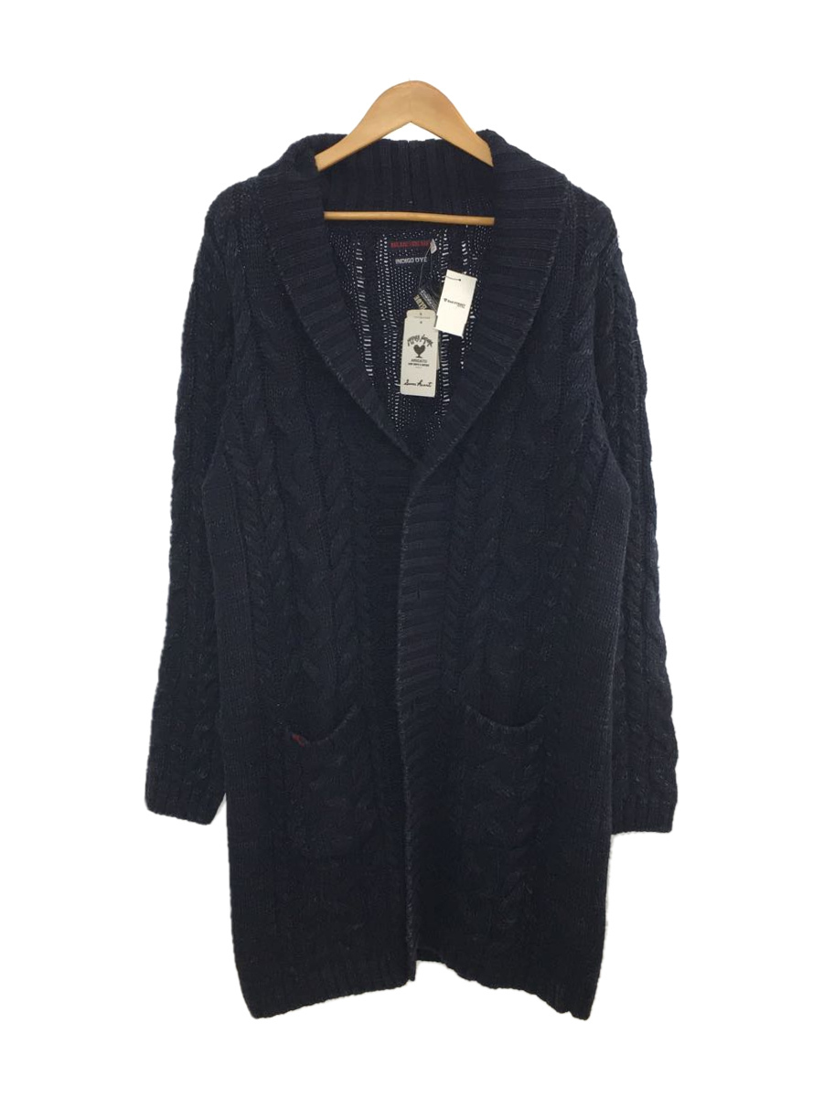 BLUE BLUE◆コート/XL/ウール/NVY/INDIGO COTTON CABLE KNIT COAT