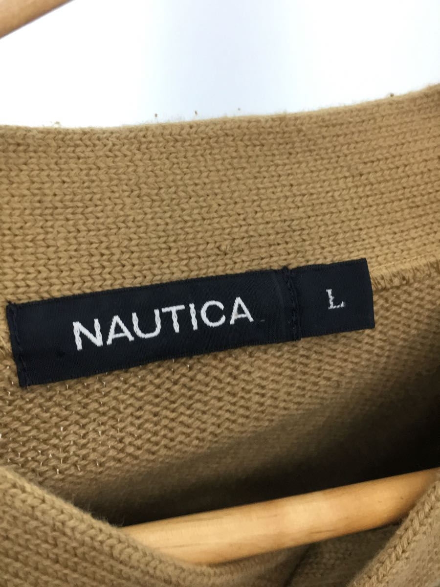 NAUTICA◆セーター(薄手)/L/コットン/BEG/無地_画像3