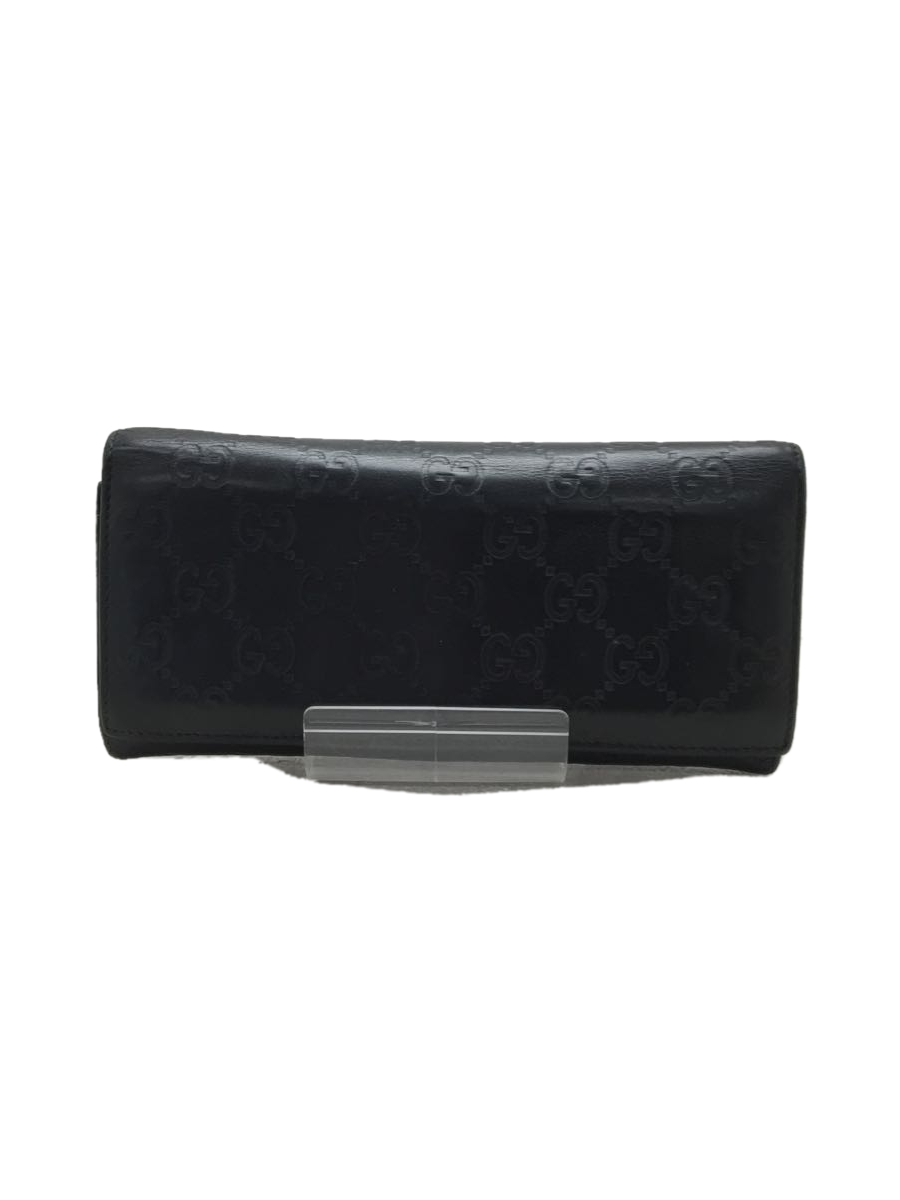 GUCCI◇長サイフ_グッチシマ/レザー/BLK/メンズ-