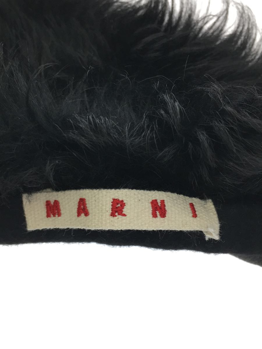 MARNI◆付け襟/ファーショール/ラムレザー/ストール/羊革/BLK/無地/レディース_画像2