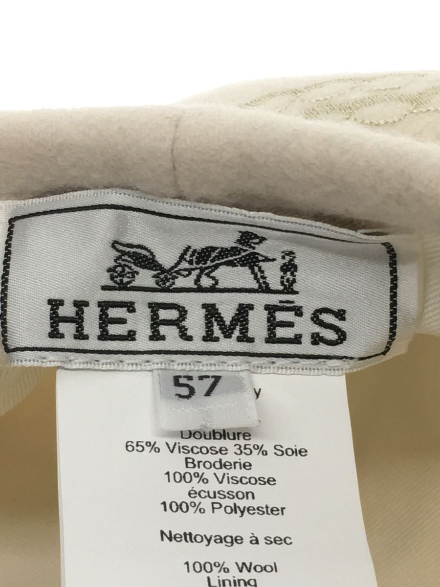 HERMES◆サントノーレ・アン・フィネス/ベレー帽/57/ウール/BEG/総柄/レディース_画像5