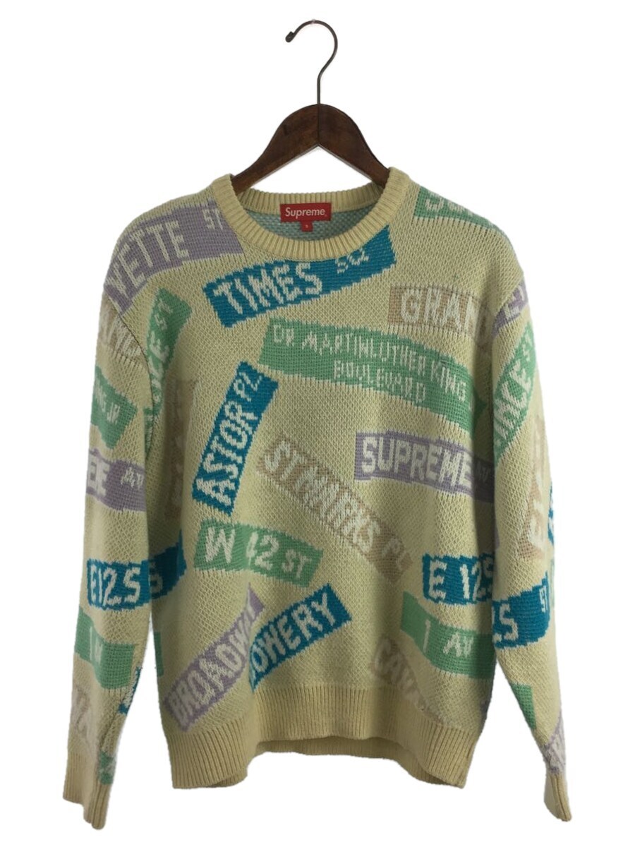 Supreme◆21SS/Street Signs Sweater/S/アクリル/BEG/総柄