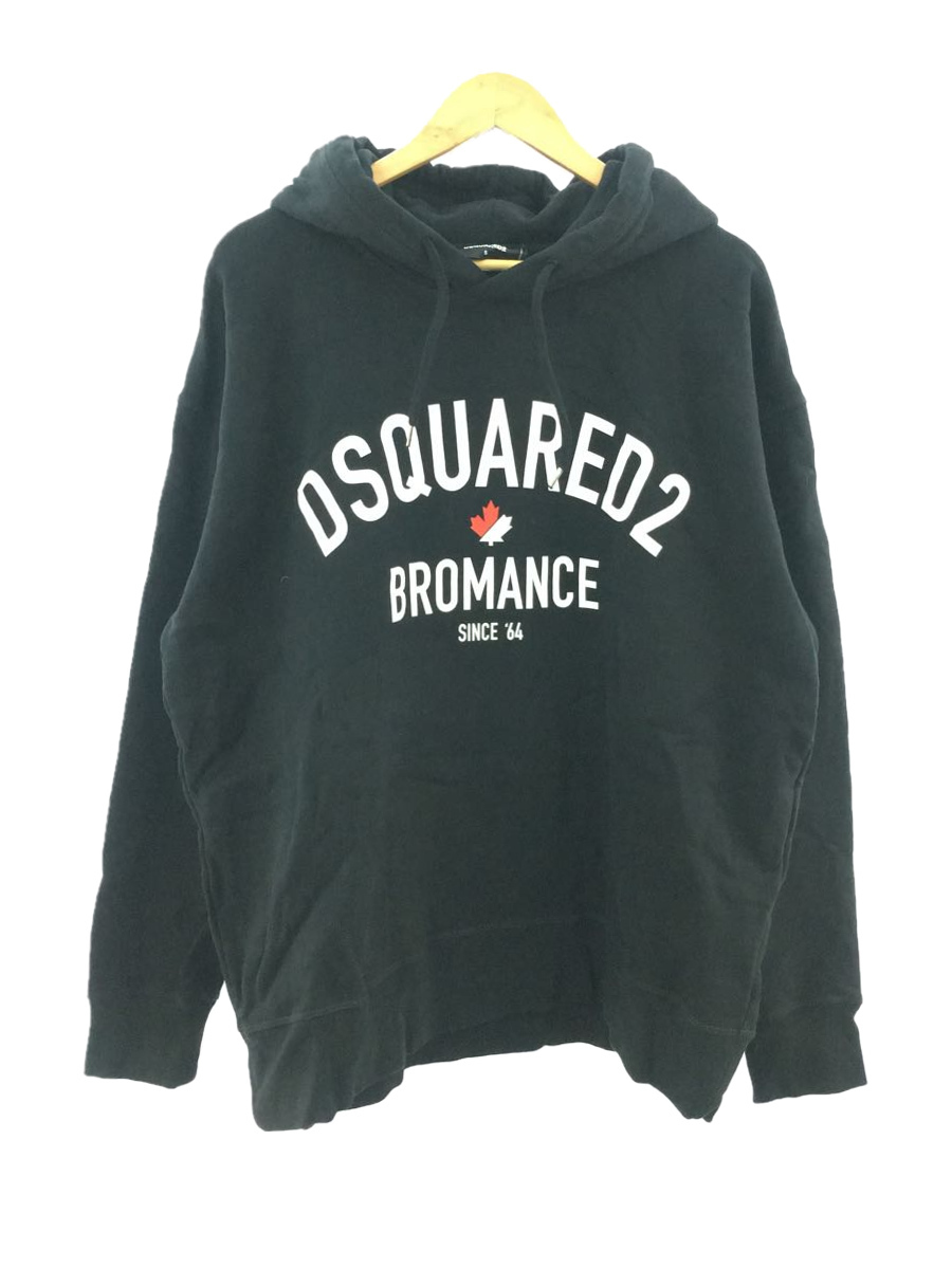 DSQUARED2◆22AW/BROMANCE SLOUCH HOODIE/S/コットン/BLK/S71GU0546 S25516