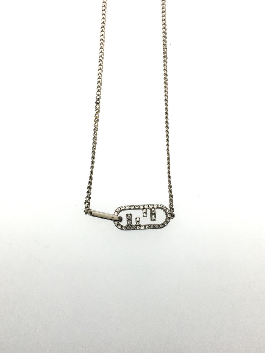 超ポイントアップ祭 FENDI◇オーロックネックレス/ラインストーン/SLV