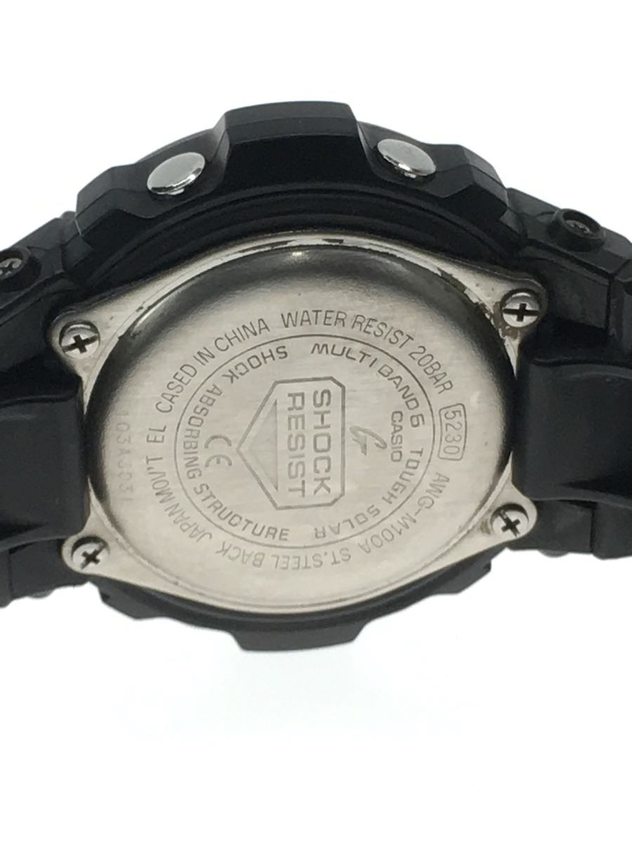 CASIO◆ソーラー腕時計・G-SHOCK/デジアナ/BLK/BLK/SS/AWG-M100A-1AJF_画像3