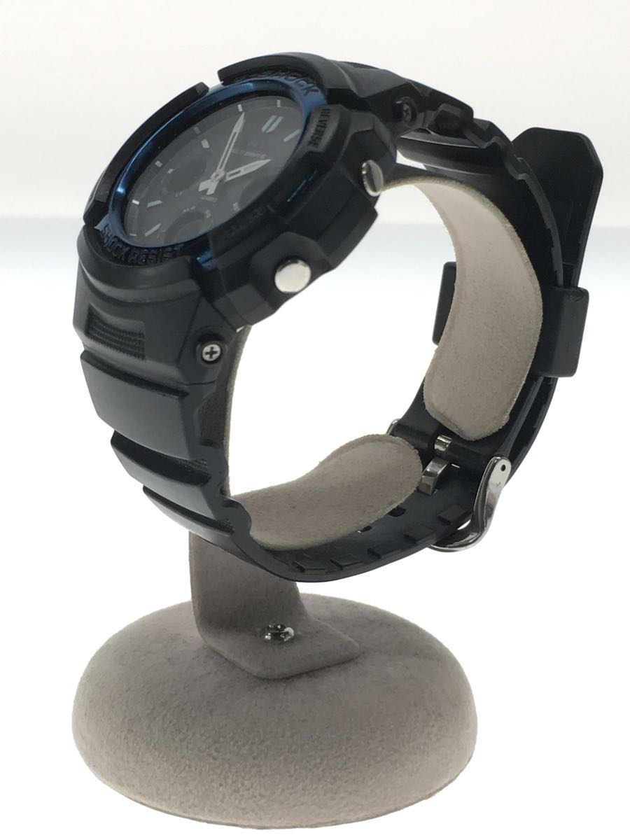 CASIO◆ソーラー腕時計・G-SHOCK/デジアナ/BLK/BLK/SS/AWG-M100A-1AJF_画像2