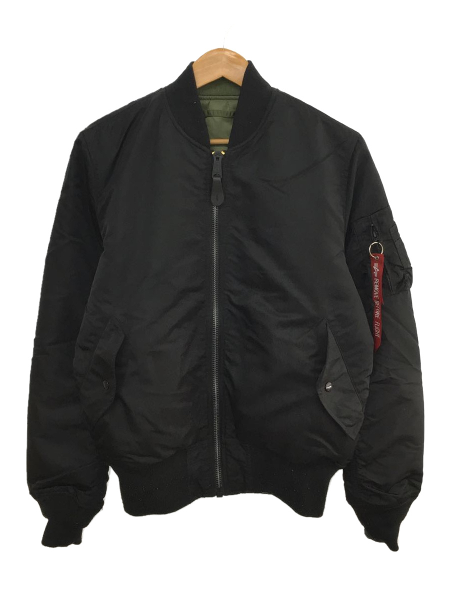 ALPHA INDUSTRIES◆MA-1/リバーシブル/毛玉有/トジャケット/L/ナイロン/BLK/無地/TA0179-8001_画像1