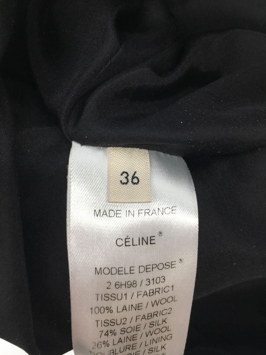 CELINE◆フィービー期/半袖ワンピース/36/ウール/BLK/無地/2 6h98/3103_画像4