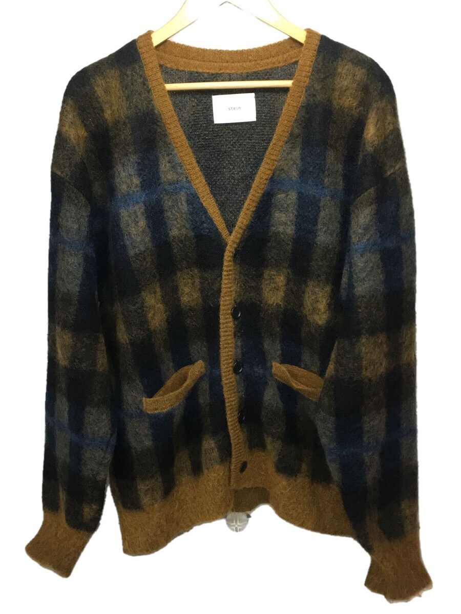 stein◇22SS/Kid Mohair Cardigan/S/モヘア/CML/チェック/ST.380-2-