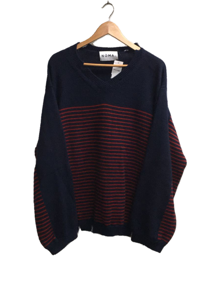 NOMA t.d.◆21AW/Damage Stripe Sweater/セーター(厚手)/2/ウール/ネイビー/K32-KN04