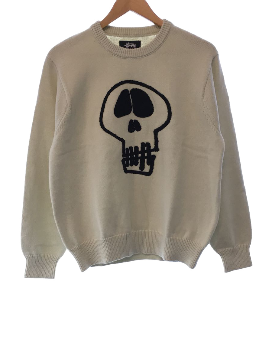 STUSSY◆22AW/Skull Sweater/セーター(薄手)/S/コットン/クリーム/117154