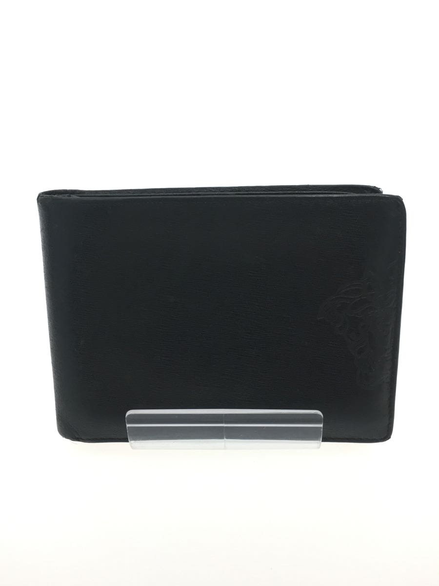 熱販売 VERSACE◇2つ折り財布/-/BLK/無地/メンズ 二つ折り財布(小銭