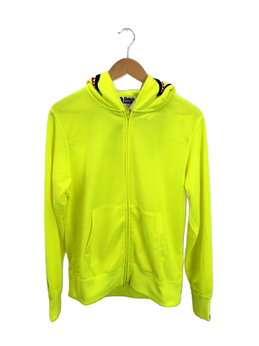 A BATHING APE◆NEON SHARK HOODIE/ジップパーカー/L/蛍光イエロー/ネオンシャークフーディー