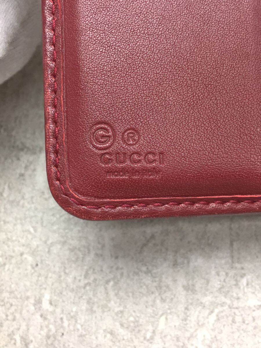 早い者勝ち GUCCI◇2ツ折サイフ_マイクログッチシマ/レザー/RED/総柄