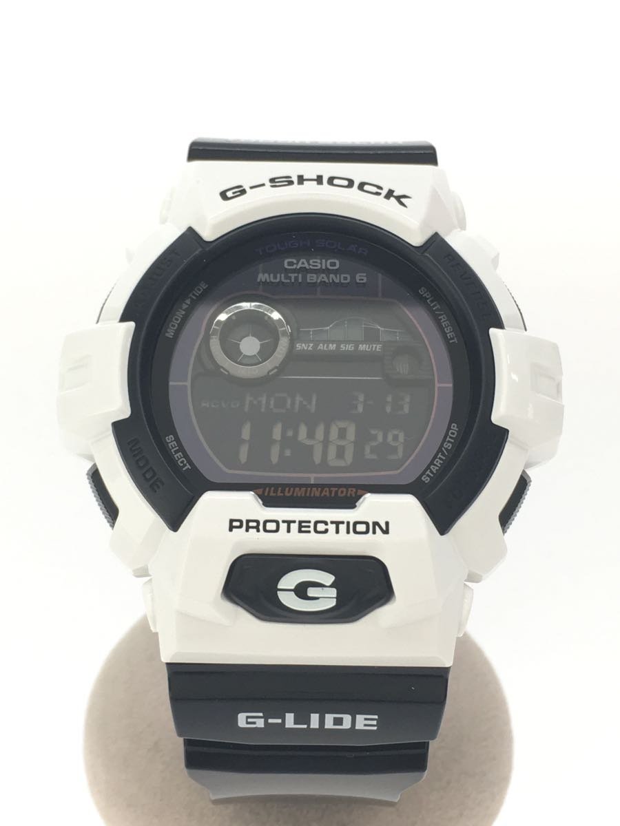 CASIO◇ソーラー腕時計・G-SHOCK/デジタル/WHT/20気圧防水/クロノ