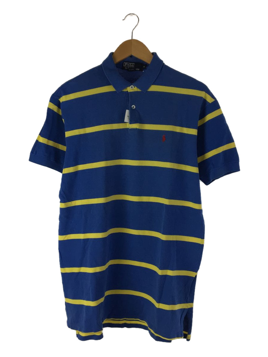 POLO RALPH LAUREN◆ポロシャツ/M/コットン/ブルー×イエロー/ボーダー/MADE IN USA/_画像1