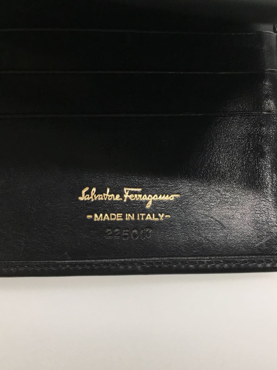 Salvatore Ferragamo◆ガンチーニ/3つ折り財布/レザー/ブラック/レディース/225017/傷・ダメージ有/_画像3