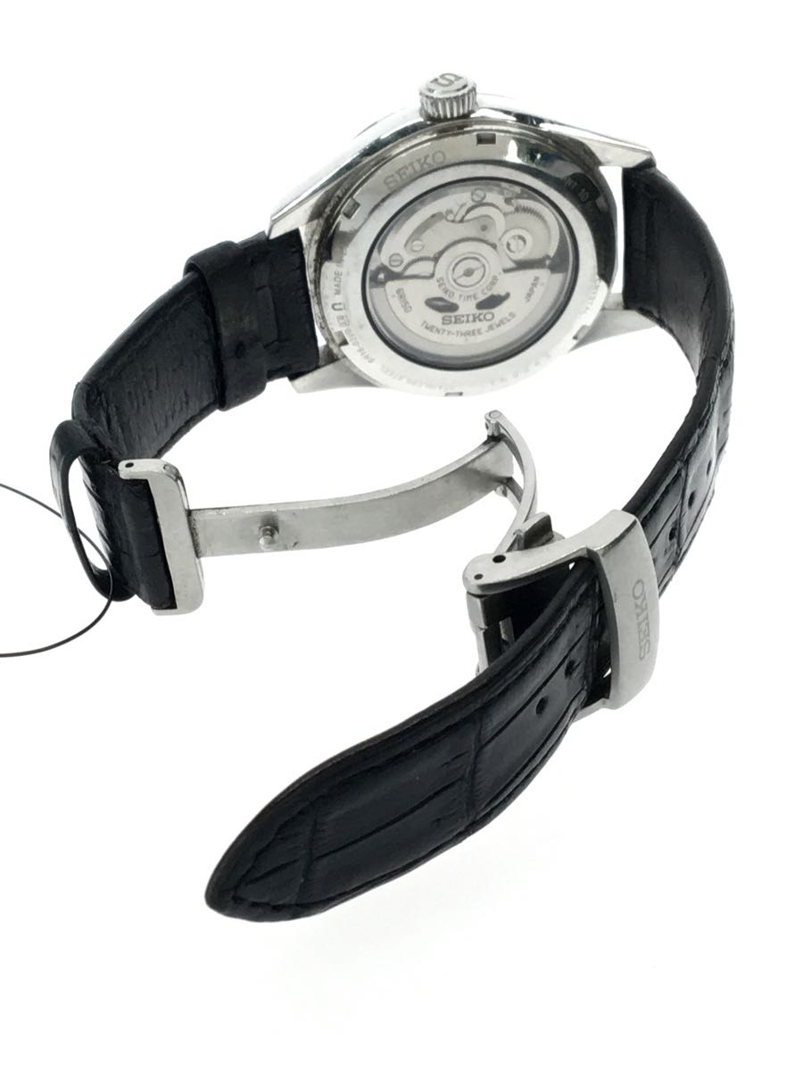 SEIKO◇自動巻腕時計/アナログ/レザー/WHT/BLK/6R15-03V0/プレサージュ