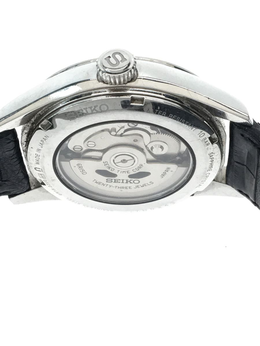 SEIKO◇自動巻腕時計/アナログ/レザー/WHT/BLK/6R15-03V0/プレサージュ