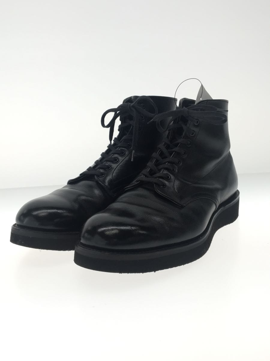 Alden◇プレーントゥレースアップブーツ/US7.5/使用感有/黒/ブラック