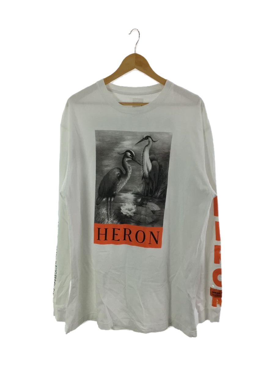 HERON PRESTON◆17AW/長袖Tシャツ/L/コットン/ホワイト/HMAB002F18600015