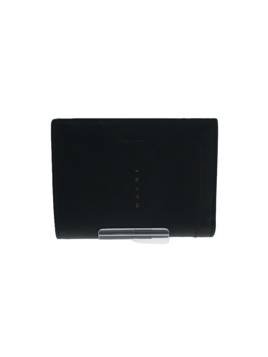 ラッピング不可】 MARNI◇2つ折り財布/レザー/ブラック/メンズ