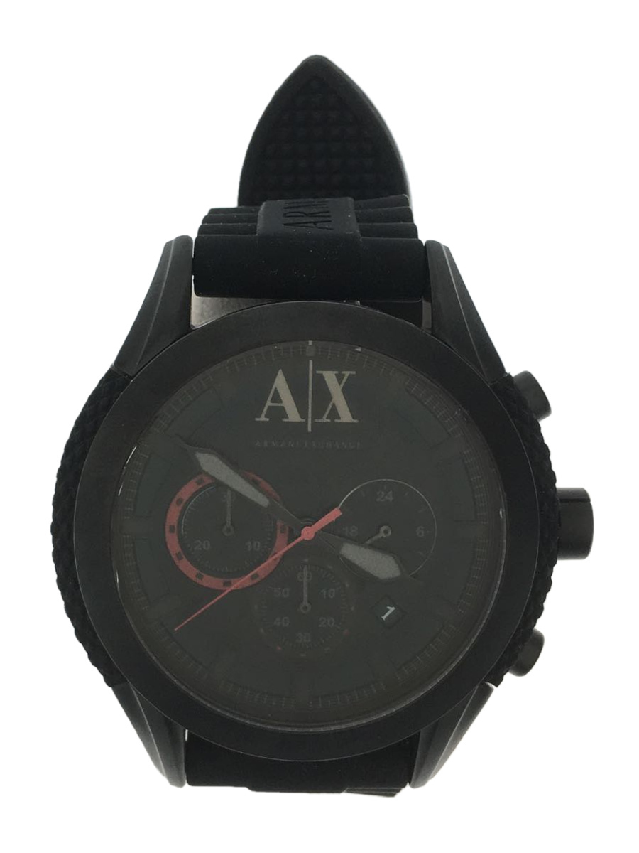 ARMANI EXCHANGE◆コロナド_QZ_SS/ラバー_47mm/アナログ/BLK_画像1