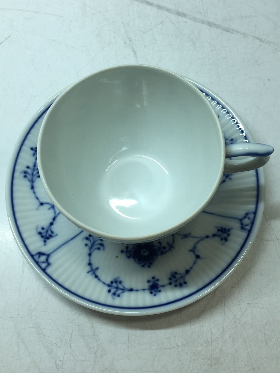 ROYAL COPENHAGEN◆カップ&ソーサー/6点セット/ブルー/ブルーフルーテッド/青磁/総柄/レース・ブレイン_画像3